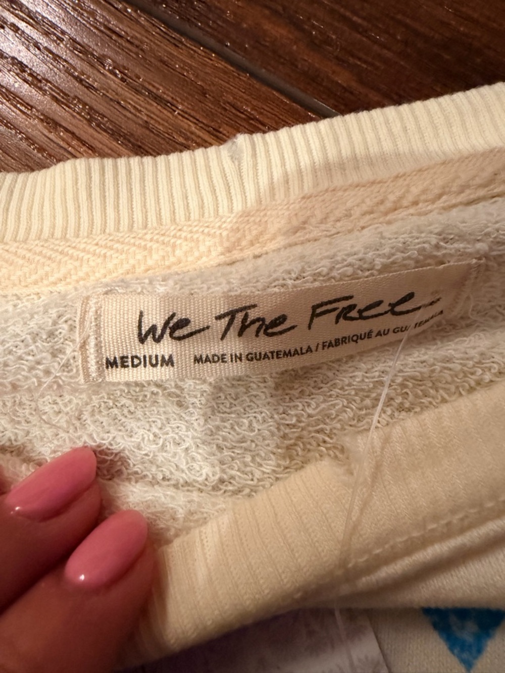 Free People Camden Cream Sweatshirt with Yellow & Blue Shell Graphic - Picture 3 of 3